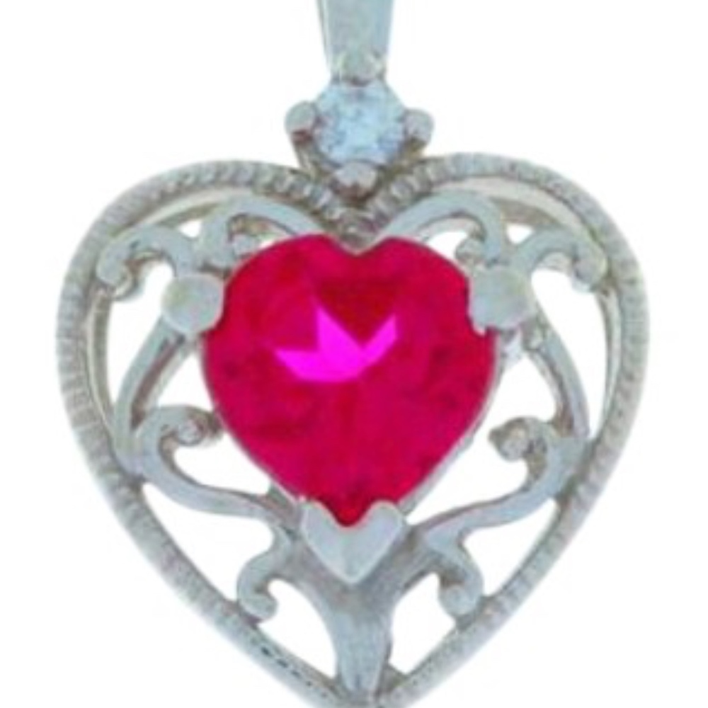 Ruby Heart Pendant .925 Sterling Silver Necklace